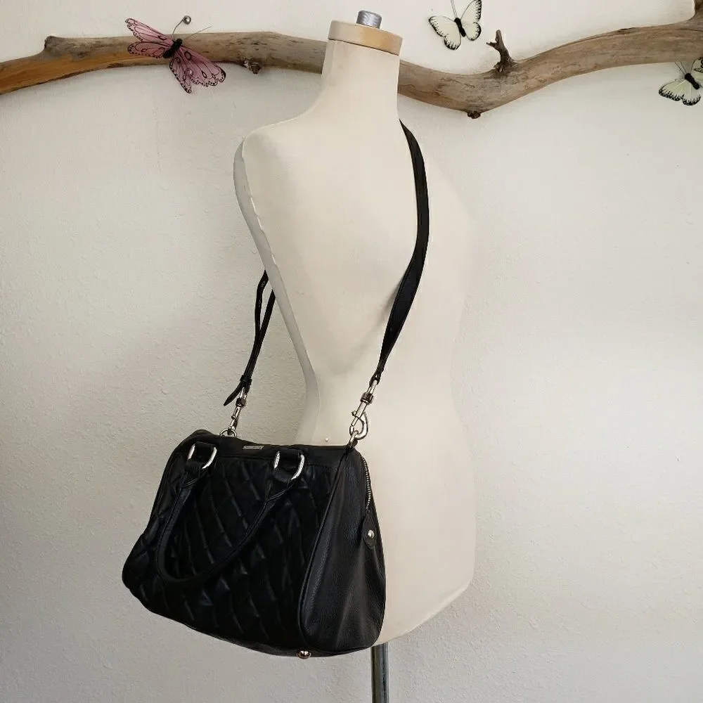 Rebecca minkoff quilted black leather satchel